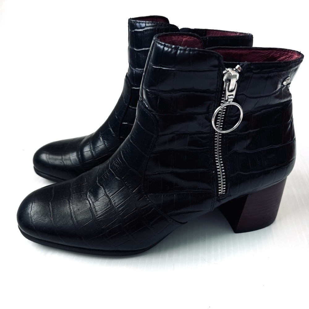PIKOLINOS Bayona Black Croc-Pattern Ankle Boots size 39 us 8